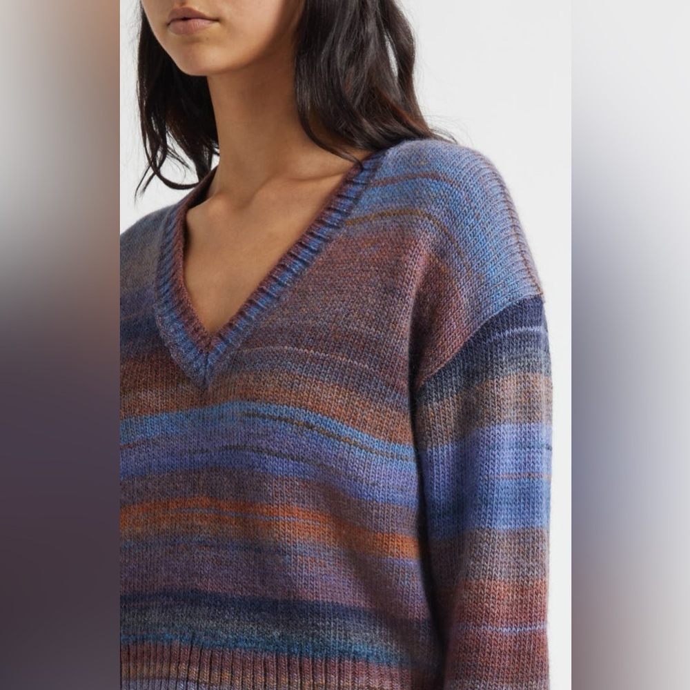 Veronica Beard Diora Stripe Wool Blend Sweater in Ocean Multi Size Small - Picture 5 of 9